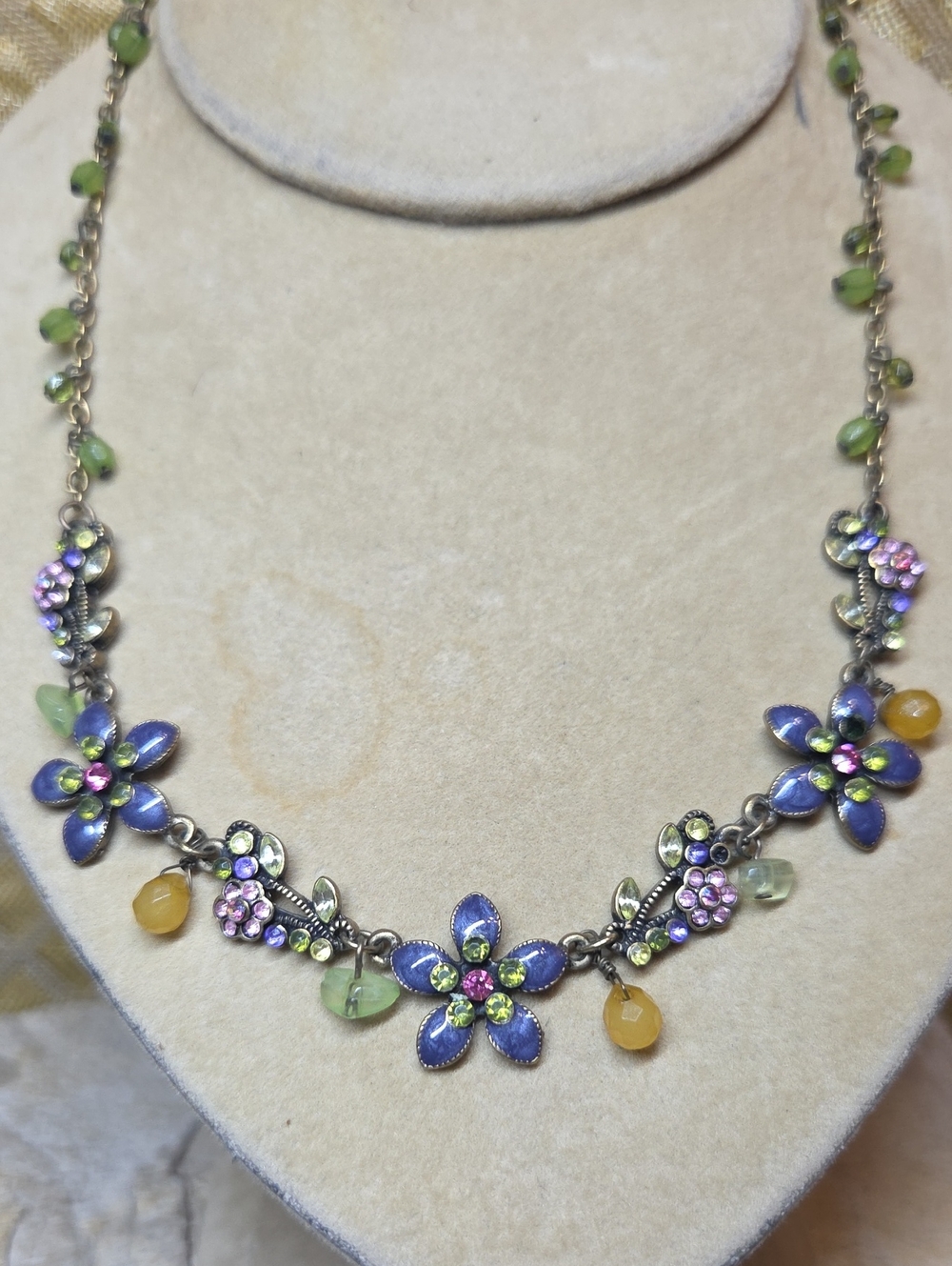Premier Design Floral Multicolor Crystal Pendant Necklace - Citrine And Peridot